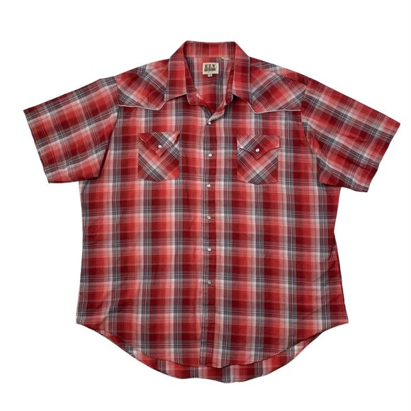 Ely Cattleman Shirt Mens XXL Multi Western Short Sleeve Button Up Shirttail Hem - Picture 1 of 10